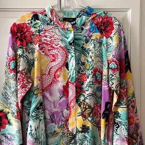 Natori Asian Print Caftan/Robe